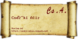 Csáki Aliz névjegykártya